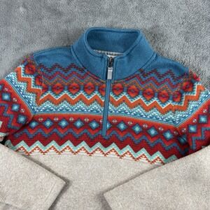 Orvis Fair Isle 1/4 Zip Fleece Pullover Womens Size M Sherpa Aztec Southwestern